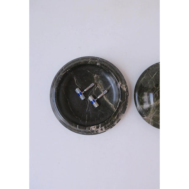 Stone Marble Jewlery or Desk Box Dark Green For Sale - Image 7 of 14