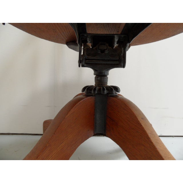 19th Century Antique Oak Rotating Desk Armchair, 1890s For Sale - Image 5 of 12