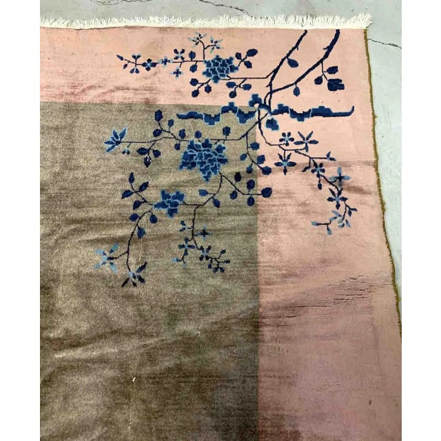 Olive 1920s Handmade Antique Art Deco Chinese Rug For Sale - Image 8 of 11