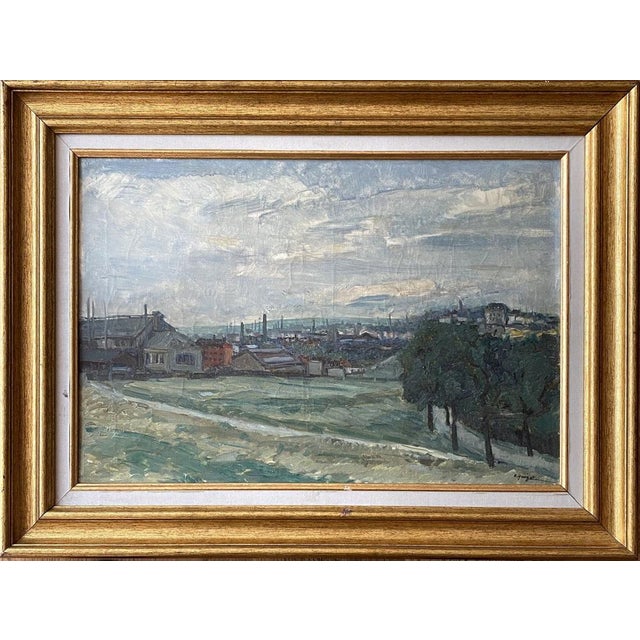 Albert Quizet, View of Paris Suburb, 1930, Oil on Canvas, Framed For Sale - Image 8 of 8