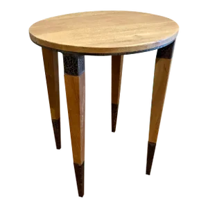 Sarreid Wood and Antique Pewter Side Table