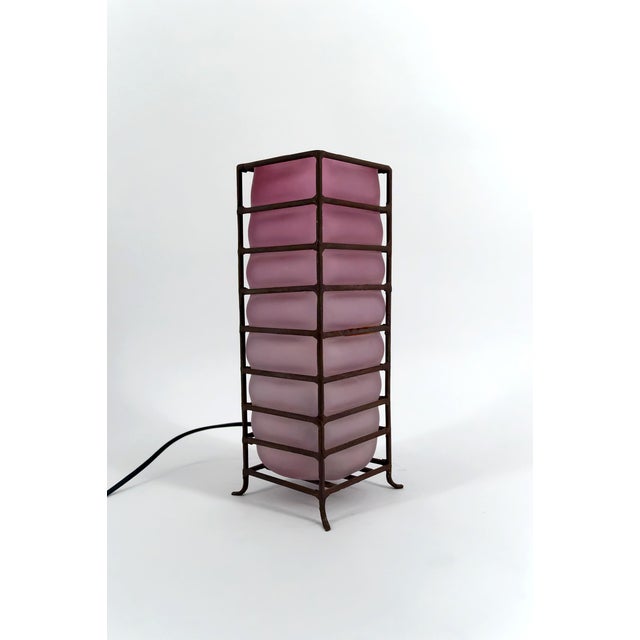 Modernist Table Lamp in Glass Paste and Wrought Iron, 1950s-1960s For Sale - Image 9 of 9