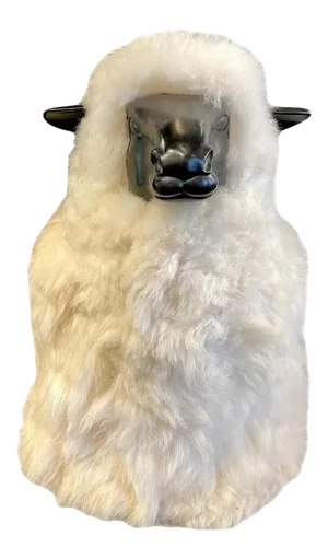 Large Mid-Century Modern Francois Lalanne Style Sheep Sculpture, Wool / Resin
