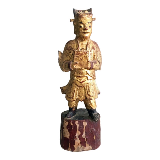 Mid 19th Century Chinese Carved Wooden Votive Figure For Sale