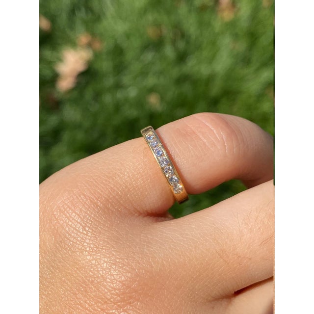 Metal The Remington: Ladies 14 K Gold and Diamond Partway Stackable Band For Sale - Image 7 of 7