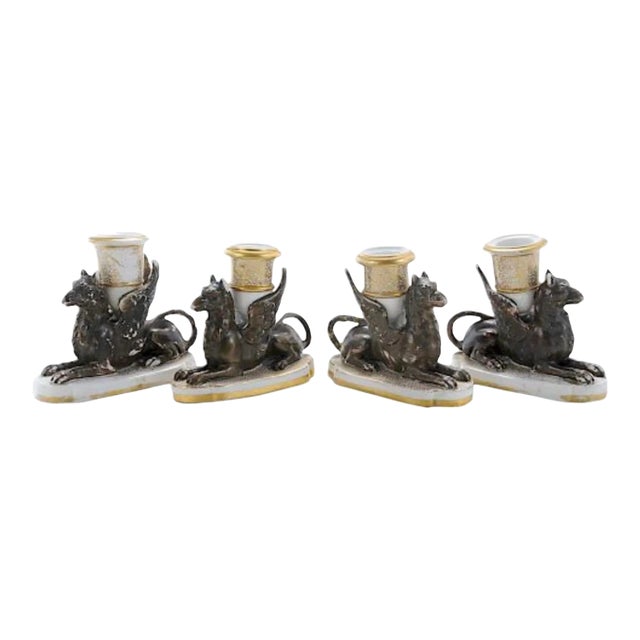 English Griffen Candlesticks - Set of 4 For Sale