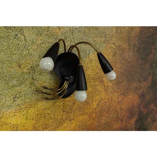 Mid-Century Modern Italian Three-Light Wall Lamp in the style of Stilnovo, 1960s For Sale - Image 10 of 18