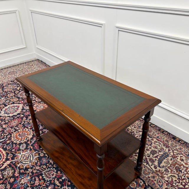English Side Table with Green Leather Top For Sale - Image 4 of 10