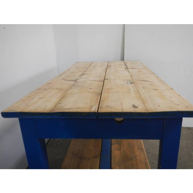 Blue Vintage Worktable in Fir, 1970s For Sale - Image 8 of 11