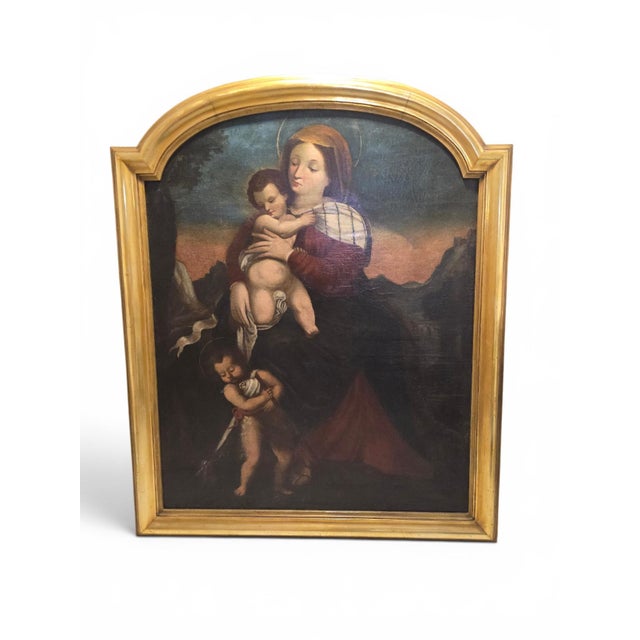 Italian School Artist, Madonna and Child with the Infant Saint John, 1690s, Oil Painting on Canvas, Framed For Sale - Image 9 of 15