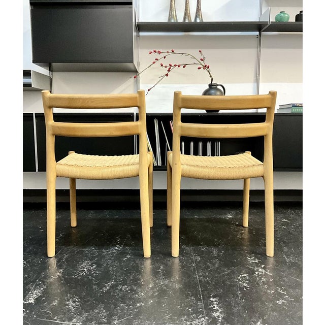 Set of Model 84 Dining Chairs in Oak and Paper-Cord by J.L. Møllers for Niels Otto Møller, Denmark, 1970s For Sale - Image 13 of 18