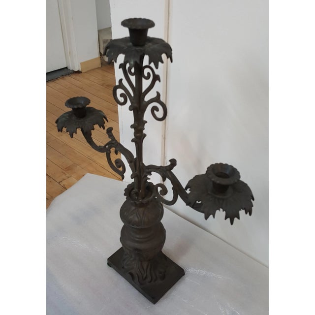 Traditional Metal 3 Arm Candelabra by Payne Imports For Sale - Image 3 of 6