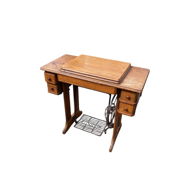 Wood Vintage Singer Treadle Sewing Machine, 1950 For Sale - Image 7 of 14