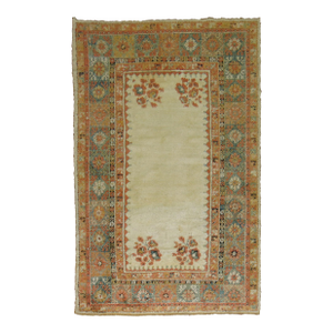 Ivory Antique Angora Wool 19th Century Turkish Oushak Rug