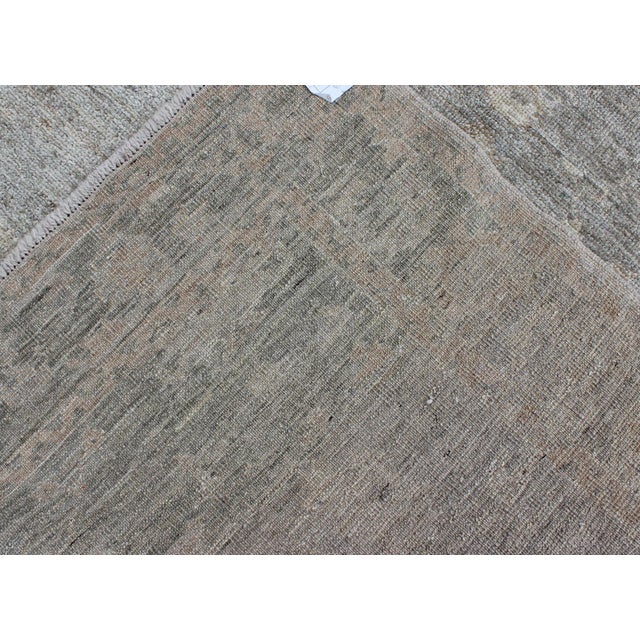 Turkish Angora Oushak Rug With Soft Green Field and Subtle Tan Accents For Sale In Atlanta - Image 6 of 6