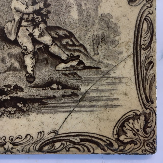 Mid 19th Century Minton Classical Watteau Tile Circa 1865 1 of 2 For Sale - Image 5 of 7