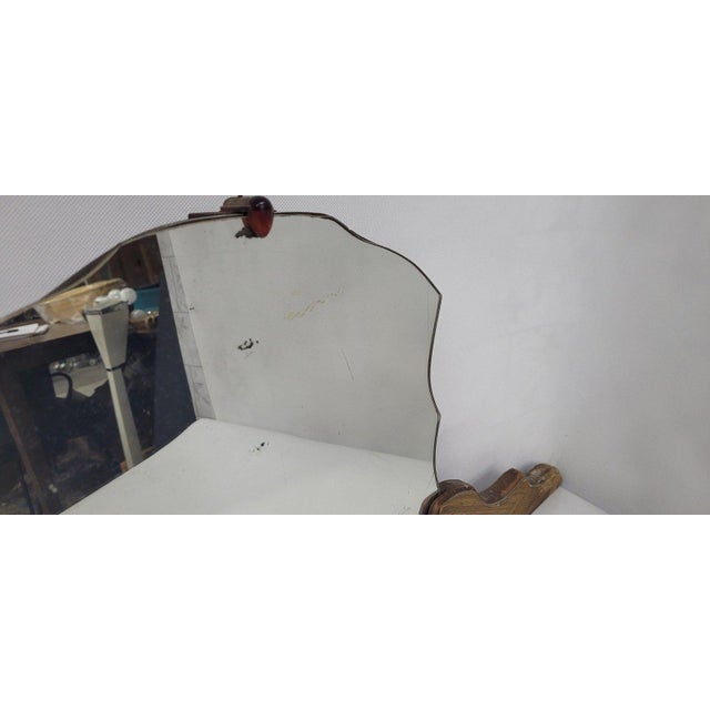 Petite Antique Art Deco Vanity Mirror Table Top Wood Dresser Make Up ...