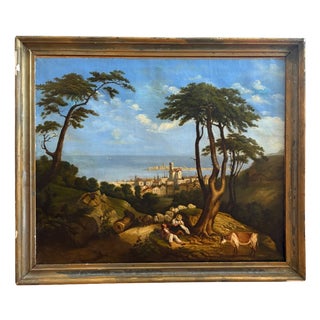 French School Artist, Mediterranean Landscape, View of Sète, 1800s, Oil on Canvas For Sale