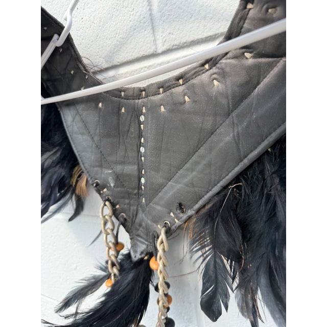 Late 20th Century Custom Bohemian Leather and Peacock Feather Wall Display Sculpture For Sale - Image 5 of 6