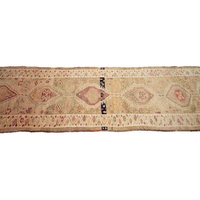 Vintage Faded Herki Runner Rug For Sale - Image 4 of 7