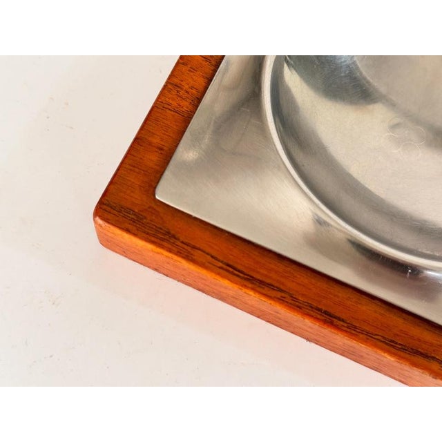 Scandinavian Wood and Metal Ashtray, 1950s For Sale - Image 3 of 7