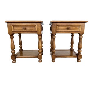 Pair of French Oak Country Style Bedside Tables or Nightstands, a Pair For Sale