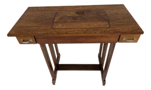 Oak Sewing Machine Table with Drawers, 1979