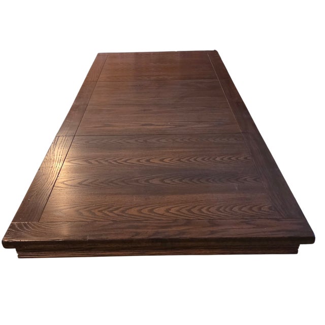 1970s Ethan Allen Jacobean Charter Oak Dining Room Table Gothic Spanish Regency For Sale - Image 9 of 18