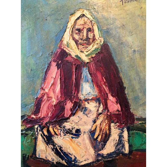 1930s Abram Tromka, Rare Polish American 1930s Oil Painting Painting WPA Russian Babushka Jewish Art For Sale - Image 5 of 8