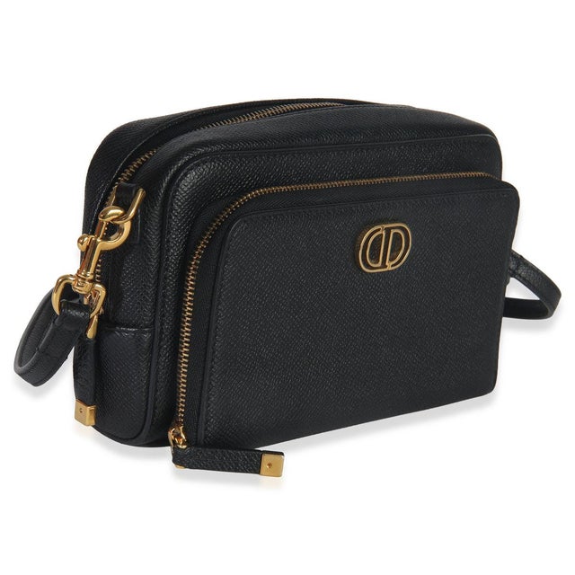 Contemporary Black Grained Calfskin Caro Double Pouch For Sale - Image 3 of 9