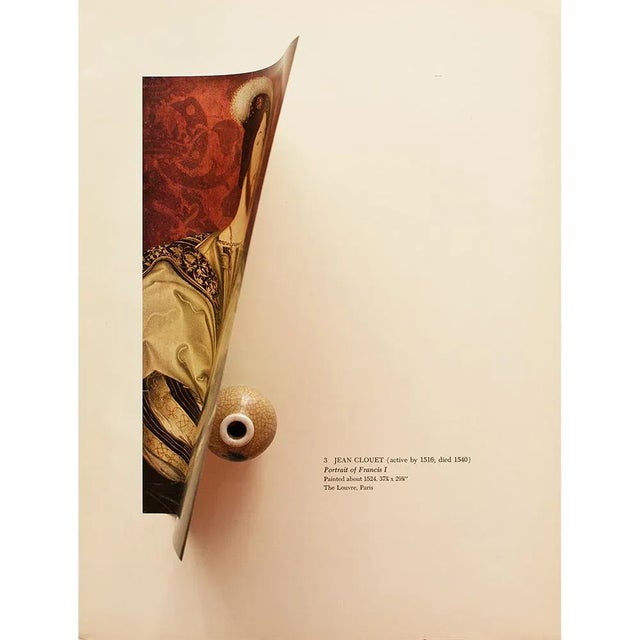 1955 After Jean Clouet "Portrait of Francis I", First Edition Vintage Full-Color Print For Sale - Image 4 of 8
