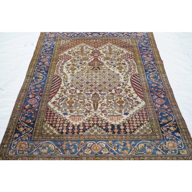 Ivory Antique Tehran Rug 4'5'' x 6'8'' For Sale - Image 8 of 10