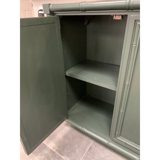 Wood Vintage Green Faux Bamboo Sideboard Buffet For Sale - Image 7 of 10
