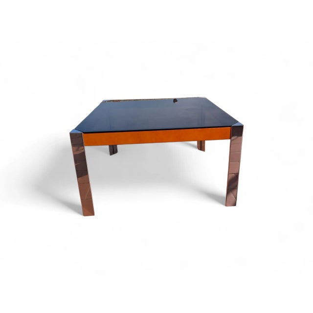 Smoked Glass and Chromed Steel Dining Table, 1970s For Sale - Image 5 of 7