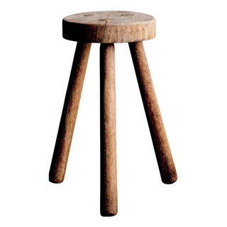 Rustic 3-Legged Oak Stool, 1950s For Sale