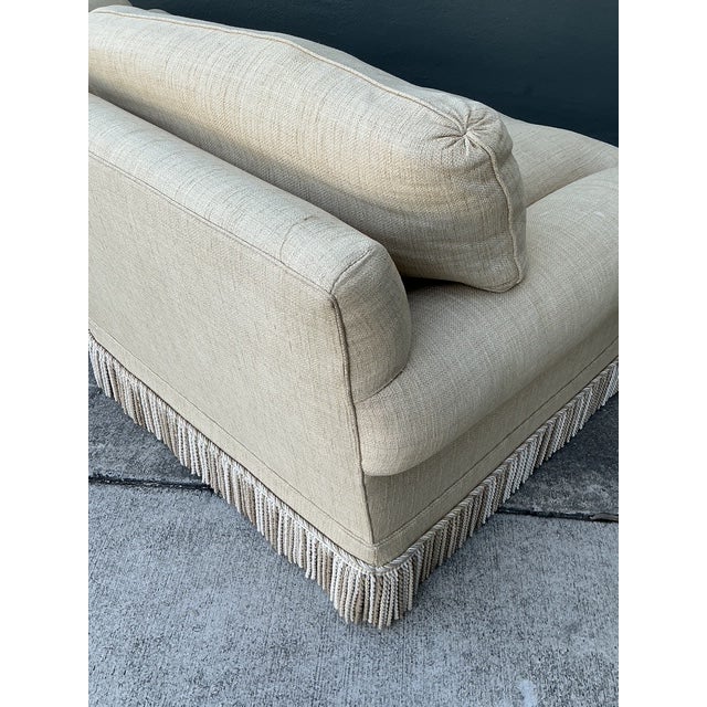 Wood Vintage Jack Phillips Overstuffed Lounge Chairs With Bullion Trim - A Pair For Sale - Image 7 of 12