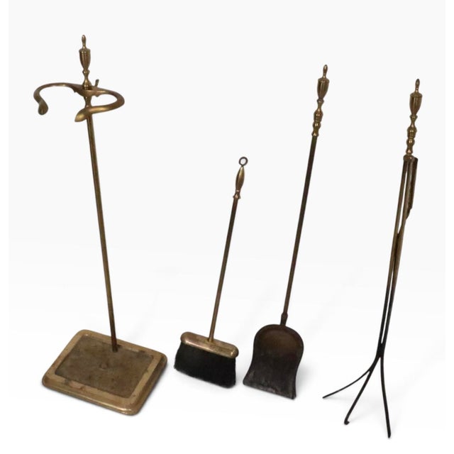 Metal Vintage Brass Fireplace Tools Set For Sale - Image 7 of 8