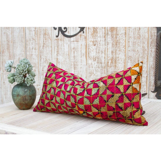 Indian Antique Imani Sindh Silk Pillow For Sale - Image 3 of 9