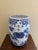A gorgeous Chinoiserie blue and white porcelain garden stool, plant stand, or small side table featuring Asian figures,...