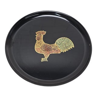 Couroc of Monterey Rooster Tray Round For Sale