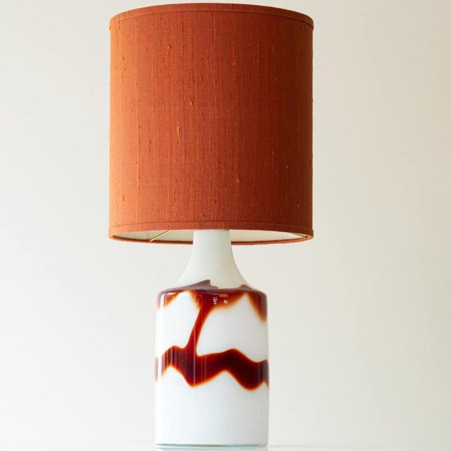 Glass Opaline and Ox Blood Red Glass Table Lamps from Holmegaard with Lampshades attributed to Houben, 1970s, Set of 2 For Sale - Image 7 of 12