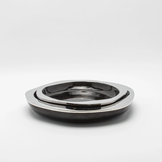 Black Bowl in Black Shell With Stainless Steel Details by R&y Augousti For Sale - Image 8 of 12