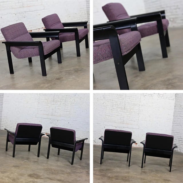 Purple Pair Rudd Intl Danish Modern Oak Lounge Chairs by Thygesen & Sorensen for Magnus Olesen For Sale - Image 8 of 12