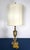 Complete Stiffel Brass Torchiere With Original Waffle Weave Diffuser, Original Drum Shade and Finial For Sale - Image 10 of 13