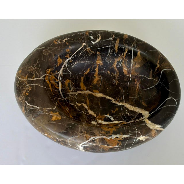 Stylish Revelation Modern Michelangelo Marble Swaddle Bowl, black brown ad white marble, showroom floor sample