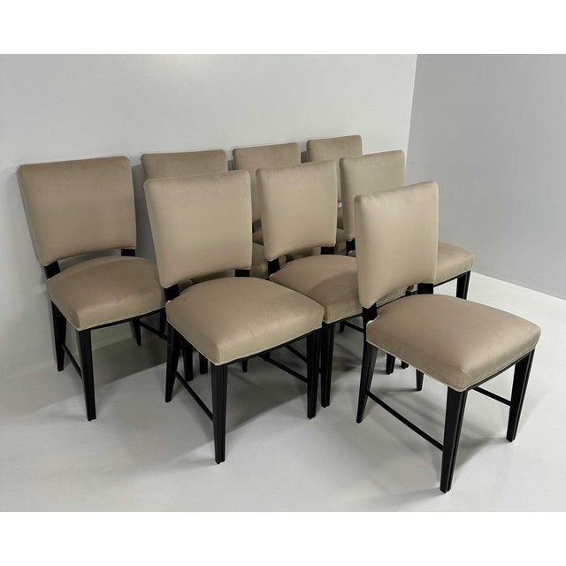 Art Deco Italian Black and Beige Velvet Chairs attributed to Antonio Cassi Ramelli, 1940s, Set of 8 For Sale - Image 6 of 14