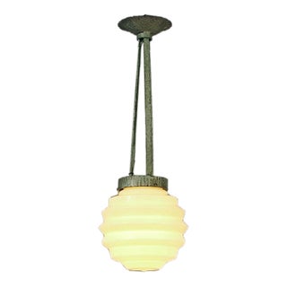 1920s French Art Deco Wrought Iron Pendant Ceiling Light For Sale