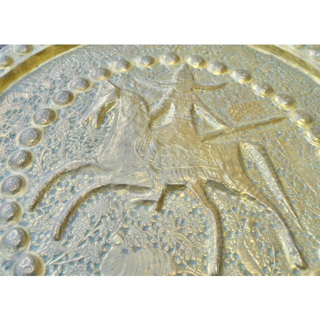 Early 20th Century Hand-Engraved Spanish-Colonial Brass Tray For Sale - Image 10 of 12