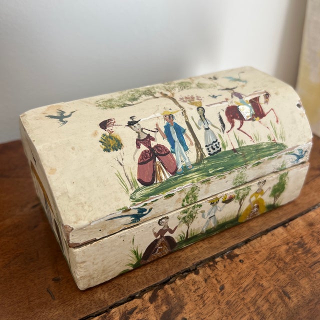 Folk Art Vintage Artist Signed Salvador Corona Mexican Folk Art Box For Sale - Image 3 of 7