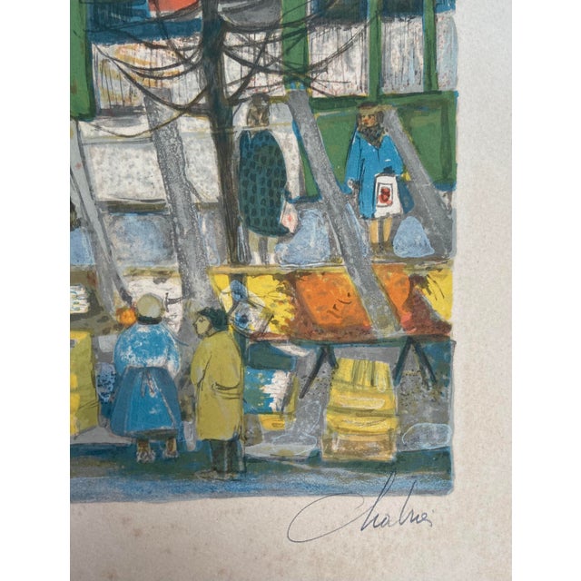 Nathalie Chabrier, A Market in Paris, 1980s, Lithograph, Framed For Sale - Image 3 of 8